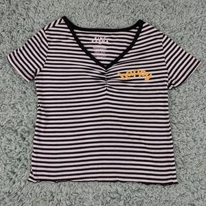 4/$20  Kind Karma Happy Striped Crop Tee
